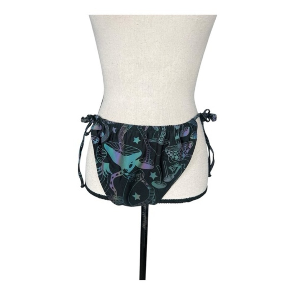 iHeartRaves Black and Green Bikini Bottom Size XL